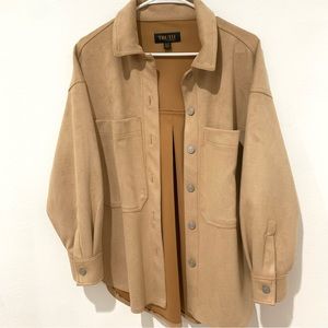 Truth by republic Faux Suede Long Sleeve Shacket Button Down Size XS
